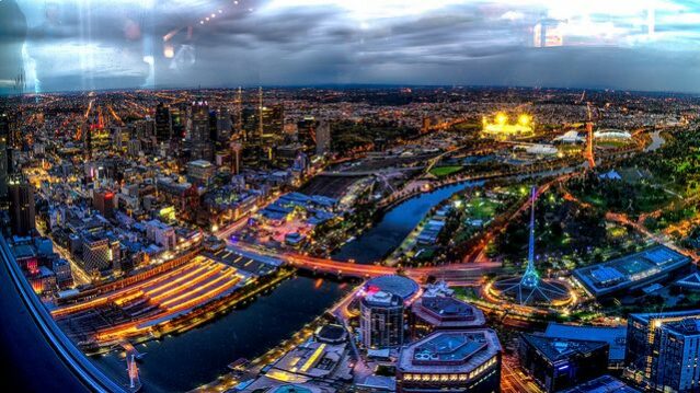 Aerial View of the Melbourne City CBD from a Highrise Building